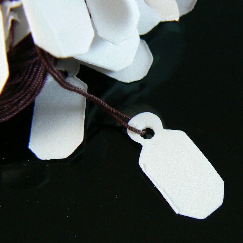 Merchandise tags with string